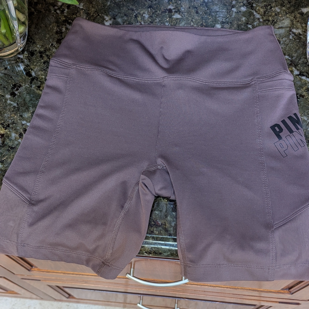 PINK Victoria's Secret Purplish Brown Bike Shorts Elastic Waist